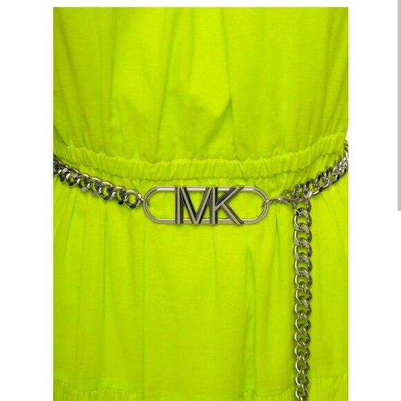 Michael Kors Chain-link Halter Neck Neon Green Maxi Dress - Picture 3 of 6